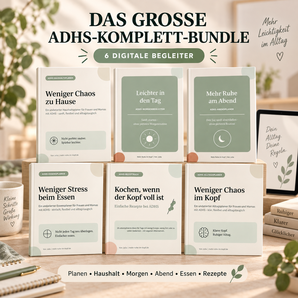 ADHS-Planer Komplett-Bundle mit sechs digitalen Begleitern
